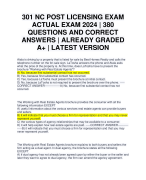 301 NC POST LICENSING EXAM ACTUAL EXAM 2024 | 380 QUESTIONS AND CORRECT ANSWERS | ALREADY GRADED A+ | LATEST VERSION