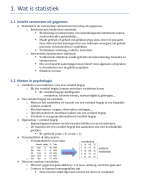 Samenvatting Statistiek voor de gedragswetenschappen 1 (1e semester)