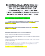 CIS 105 ASU QUIZ SET | WEEK 1, WEEK 2, WEEK 3, WEEK 4, WEEK 5, WEEK 6, AND WEEK 7 | COMPUTER APPLICATIONS AND INFORMATION TECHNOLOGY | ALL QUESTIONS AND CORRECT ANSWERS | ARIZONA STATE UNIVERSITY