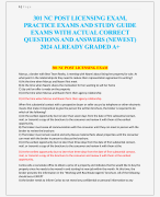 301 NC POST LICENSING EXAM,  PRACTICE EXAMS AND STUDY GUIDE  EXAMS WITH ACTUAL CORRECT  QUESTIONS AND ANSWERS (NEWEST) 2024 ALREADY GRADED A+