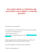 WGU D265 CRITICAL THINKING 200  QUESTIONS AND CORRECT ANSWERS  2023/2024
