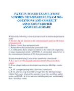 PA EFDA BOARD EXAM LATEST  VERSION 2023-2024 REAL EXAM 300+  QUESTIONS AND CORRECT  ANSWERS|(VERIFIED  ANSWERS)AGRADE