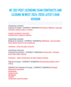 NC 302 POST LICENSING EXAM CONTRACTS AND  CLOSING NEWEST 2024-2026 LATEST EXAM  VERSION
