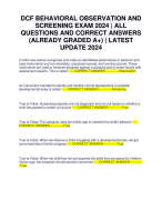 DCF BEHAVIORAL OBSERVATION AND SCREENING EXAM 2024 | ALL QUESTIONS AND CORRECT ANSWERS (ALREADY GRADED A+) | LATEST UPDATE 2024