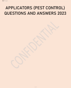 PESTICIDE APPLICATOR EXAM QUESTIONS AND ANSWERS GRADED A+ PESTICIDE APPLICATOR EXAM QUESTIONS AND ANSWERS GRADED A+