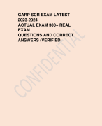 GARP SCR EXAM LATEST 2023-2024 ACTUAL EXAM 300+ REAL  EXAM QUESTIONS AND CORRECT ANSWERS (VERIFIED