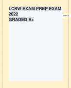 LCSW EXAM PREP EXAM  QUESTIONS WITH DETAILED VERIFIED ANSWERS (100% CORRECTA+ GRADE ASSURED NEW!! GRADED A+