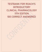 TESTBANK FOR ROACH’S  INTRODUCTORY CLINICAL PHARMACOLOGY  11TH EDITION WITH COMPLETE SOLUTIONS