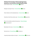 Medical Terminology: Otolaryngology Exam Questions and Answers (latest Update 2024)