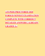 ATI PEDS PROCTORED 2020 FORM D NEWEST EXAMINATION COMPLETE WITH CORREDCT DETAILED ANSWERS | ALREADY GRADED A+