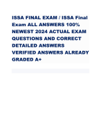 ISSA FINAL EXAM / ISSA Final Exam ALL ANSWERS 100% NEWEST 2024 ACTUAL EXAM QUESTIONS AND CORRECT DETAILED ANSWERS VERIFIED ANSWERS ALREADY GRADED A+