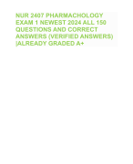 NUR 2497 PHARMACHOLOGY EXAM 1, EXAM  2, EXAM 3 AND FINAL EXAM COMPLETE  COURSE NEWEST 2024ALL QUESTIONS AND  CORRECT ANSWERS (VERIFIED  ANSWERS)|ALREADY GRADED A+||  RASMUSSEN COLLEGE
