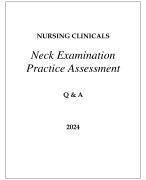 NURSING CLINICALS NECK EXAMINATION PRACTICE ASSESSMENT Q & A 2024