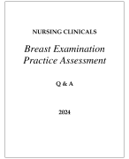 NURSING CLINICALS BREAST EXAMINATION PRACTICE ASSESSMENT Q & A 2024