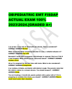 OB\PEDIATRIC EMT FISDAP  ACTUAL EXAM 100%  2023\2024.[GRADED A+]