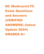 NC Medicare/LTC Exam Questions and Answers (VERIFIED  ANSWERS) (latest  Update 2024) GRADED A+         