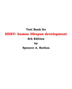 Test Bank for HDEV : human lifespan development 6th Edition by Spencer A. Rathus 