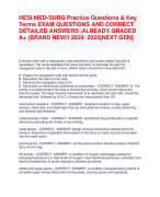 HESI MED-SURG Practice Questions & Key  Terms EXAM QUESTIONS AND CORRECT  DETAILED ANSWERS |ALREADY GRADED  A+ (BRAND NEW!! 2024/ 2025[NEXT GEN]