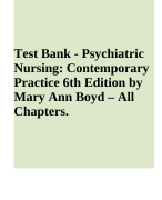 Test Bank For Psychiatric  Mental Health Nursing 8th  edition by Shelia Videbeck |  Complete Guide A+ 2024/2025 ALL CHAPTERS WITH  ANSWERS AND RATIONALES