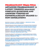PHARMACOLOGY NR566 FINAL ADVANCED PHARMACOLOGY (2 LATEST VERSIONS 2024-2025) COMPLETE QUESTIONS AND ANSWERS VERIFIED BY EXPERTS|ALREADY GRADED A+ NEW GENERATION!!!