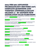 2024 NRS 566 ADVANCED PHARMACOLOGY MID-TERM 100% COMPLETE QUESTIONS AND VERIFIED ANSWERS|ALREADY GRADED A+  BY EXPERTS NEW GENERATION EXAM PASS!!!NEW!