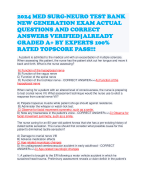 2024 MED SURG-NEURO TEST BANK NEW GENERATION EXAM ACTUAL QUESTIONS AND CORRECT ANSWERS VERIFIED-ALREADY GRADED A+ BY EXPERTS 100% RATED TOPSCORE PASS!!!