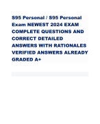 S95 Personal / S95 Personal Exam NEWEST 2024 EXAM COMPLETE QUESTIONS AND CORRECT DETAILED ANSWERS WITH RATIONALES VERIFIED ANSWERS ALREADY GRADED A+