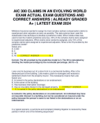 AIC 300 CLAIMS IN AN EVOLVING WORLD EXAM ACTUAL EXAM QUESTIONS AND CORRECT ANSWERS | ALREADY GRADED A+ | LATEST EXAM 2024