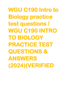 WGU C190 Intro to Biology practice test questions / WGU C190 INTRO TO BIOLOGY PRACTICE TEST QUESTIONS & ANSWERS (2024)(VERIFIED