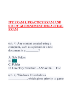 ITE 152 EXAM 2, PRACTICE EXAM AND STUDY GUIDE NEWEST 2024 ACTUAL EXAM AND CORRECT DETAILED ANSWERS (VERIFIED ANSWERS)| ALREADY GRADED A+