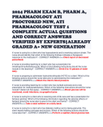 2024 PHARM EXAM B, PHARM A, PHARMACOLOGY ATI PROCTORED NEW, ATI PHARMACOLOGY TEST 1 COMPLETE ACTUAL QUESTIONS AND CORRECT ANSWERS VERIFIED BY EXPERTS|ALREADY GRADED A+ NEW GENERATION 
