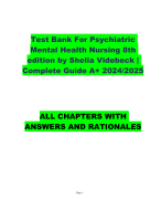 Test bank for varcarolis essentials of psychiatric mental health nursing 3rd edition Chapters 1-28 All Covered With 100% Correct Answers