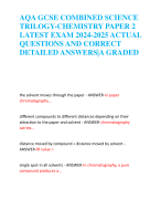 AQA GCSE COMBINED SCIENCE TRILOGY-CHEMISTRY PAPER 2 LATEST EXAM 2024-2025 ACTUAL QUESTIONS AND CORRECT DETAILED ANSWERS|A GRADED