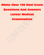 Nbme Cbse 196 Real Exam  Questions And Answers  Latest Medical  Examination