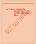 MATERNAL NEWBORN ONLINE PRACTICE  EXAM A UPDATED 50  Q&A