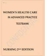 WOMEN’S HEALTH CARE IN ADVANCED PRACTICE NURSING 2ND EDITION TESTBANK 2023