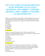 CPCU 552 LATEST EXAM 2024-2025 TEST  BANK WITH 500 ACTUAL EXAM  QUESTIONS AND CORRECT ANSWERS  GRADED A (100% CORRECT ANSWERS)  GUARANTEED PASS