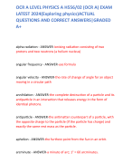OCR A LEVEL PHYSICS A H556/02 (OCR A) EXAM LATEST 2024(Exploring physics)ACTUAL QUESTIONS AND CORRECT ANSWERS|GRADED A+