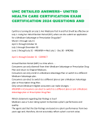 UHC DETAILED ANSWERS~ UNITED  HEALTH CARE CERTIFICATION EXAM  CERTIFICATION 2024 QUESTIONS AND  