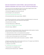 KAPLAN DIAGNOSTIC EXAM FORM A 180 QUESTIONS AND VERIFIED ANSWERS 2024-2025 LATEST UPDATES//GRADED A+ 1. The nurse cares for the client diagnosed as being in the manic phase of bipolar disorder. Which behavior indicates to the nurse the client condition is improving?