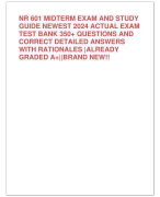NR 601 MIDTERM EXAM AND STUDY  GUIDE NEWEST 2024 ACTUAL EXAM  TEST BANK 350+ QUESTIONS AND  CORRECT DETAILED ANSWERS  WITH RATIONALES |ALREADY  GRADED A+||BRAND NEW!!