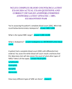 NCLEX COMPLEX BLOOD COUNT(CBC) LATEST  EXAM 2024 ACTUAL EXAM QUESTIONS AND  CORRECT DETAILED ANSWERS (VERIFIED  ANSWERS) LATEST UPDATES | 100% GUARANTEED PASS 