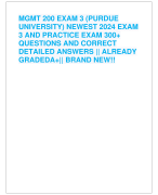 MGMT 200 EXAM 3 (PURDUE  UNIVERSITY) NEWEST 2024 EXAM  3 AND PRACTICE EXAM 300+  QUESTIONS AND CORRECT  DETAILED ANSWERS || ALREADY  GRADEDA+|| BRAND NEW!!