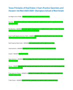 Texas Principles of Real Estate 1 Exam Practice Questions and Answers Verified 2023-2024- Champions School of Real Estate Civil Rights Acts of 1866 