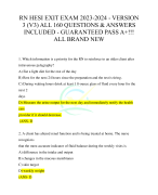 RN HESI EXIT EXAM 2023-2024 - VERSION 3 (V3) ALL 160 QUESTIONS AND ACCURATED ANSWERS UPDATED ON 2024 RATED A+ BY EXPERTS |GUARANTEED PASS
