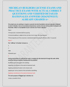 MICHIGAN BUILDERS LICENSE EXAMS AND  PRACTICE EXAMS WITH ACTUAL CORRECT  QUESTIONS AND VERIFIED DETAILED  RATIONALES ANSWERS 2024(NEWEST)  ALREADY GRADED A+