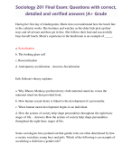 Sociology 201 Final Exam: Questions with correct,  detailed and verified answers |A+ Grade