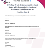 NYS TOW TRUCK ENDORSMENT FINAL EXAM GUIDE WITH COMPLETE REVISED AND REVIEWED [Q&A] GRADED A+, PARCTICE TEST 2