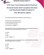 NYS TOW TRUCK ENDORSMENT FINAL EXAM GUIDE WITH COMPLETE REVISED AND REVIEWED [Q&A] GRADED A+, PARCTICE TEST MARATHON