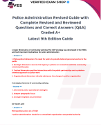 LATEST 9TH EDITION POLICE ADMINISTRATION REVISED EXAM GUIDE WITH COMPLETE CORRECT REVISED AND REVIEWED QUESTIONS AND ANSWERS [Q&A] GRADED A+.
